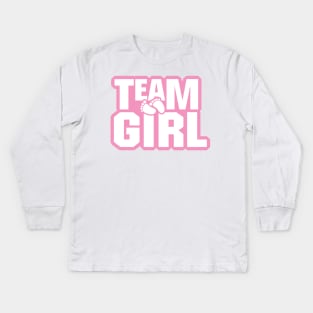 Team Girl Baby Shower Gender Reveal Party Pink Kids Long Sleeve T-Shirt